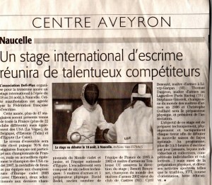 Stage international à l'épée